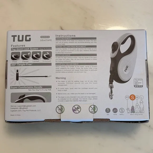TUG 360° Retractable Tangle-Free Dog Leash with Tug Quick Lock System - Picture 4 of 5